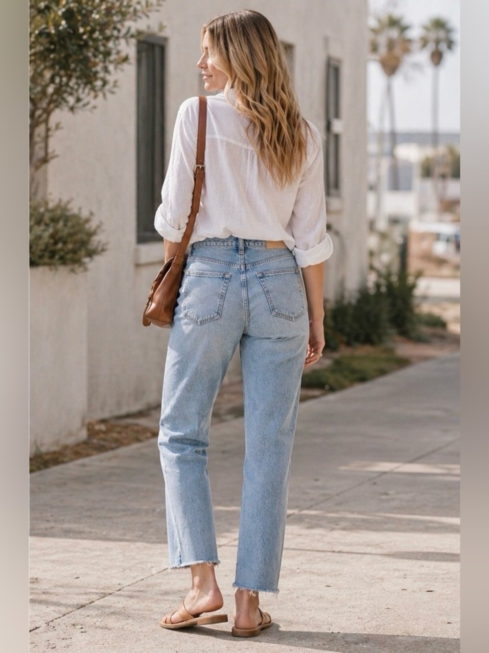 Madewell Perfect Vintage Jeans 27 Light Wash Straight Leg Mid Rise Raw Hem